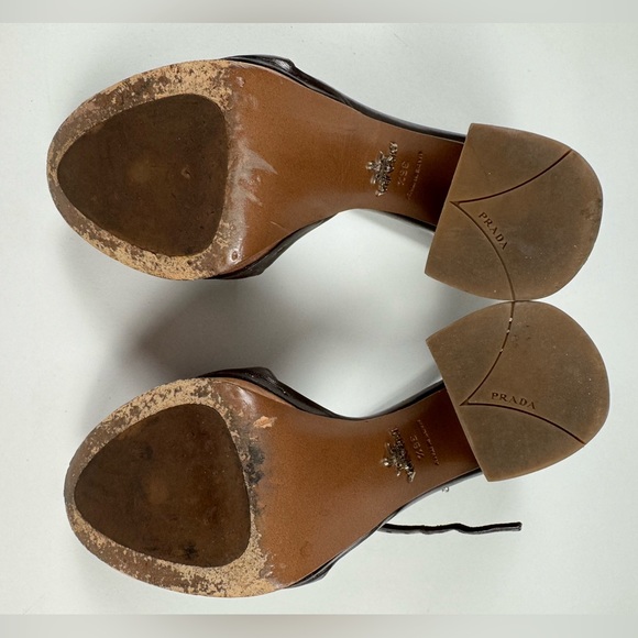 Prada platform sandals, beautiful brown color, authentic w/ 2 Prada dust bags - Picture 10 of 13